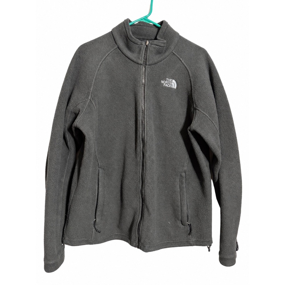 The North Face Womens XL Gray Full Zip Fleece Jacket Mock Neck Outdoor Layer